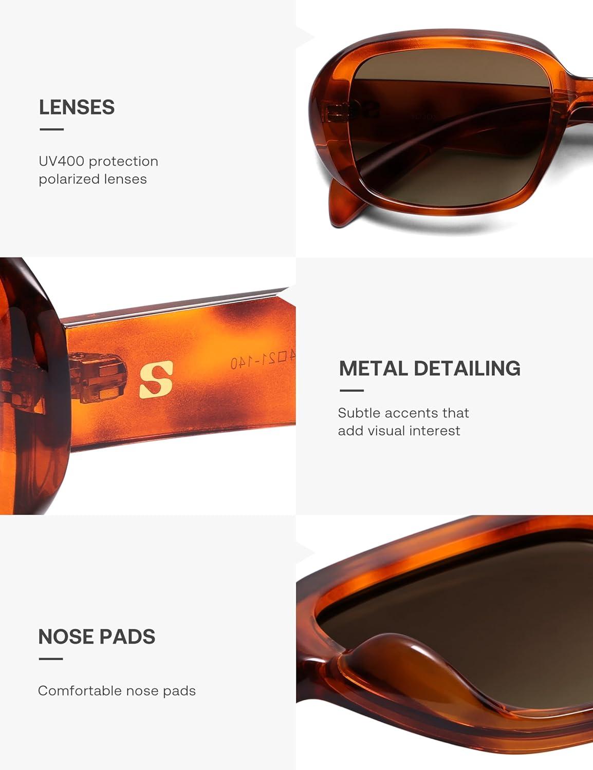 imageSOJOS Retro Oval Polarized Sunglasses for Women Men 90s Vintage UV400 Protection SJ2621Orange Tortoise FrameCoffee Lens