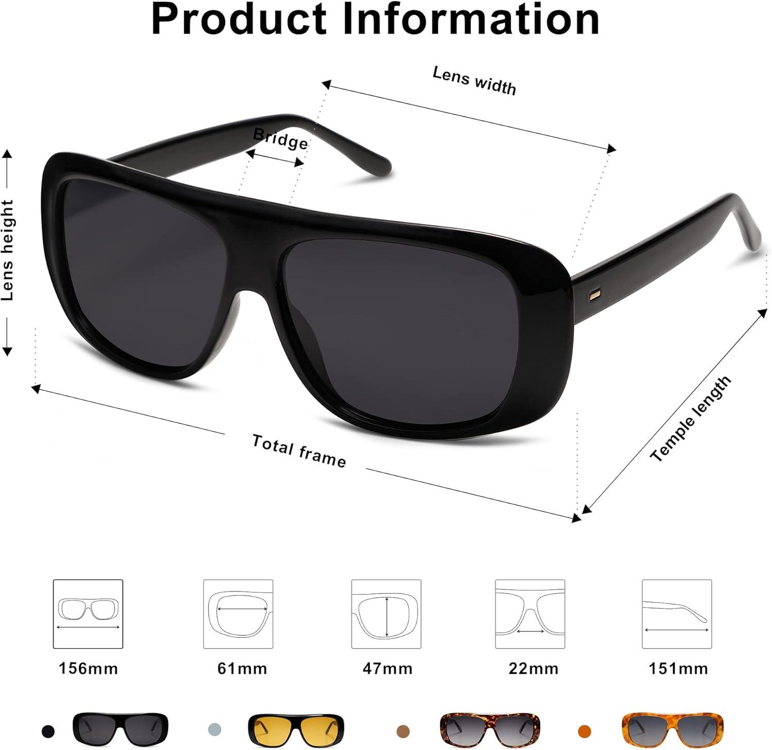 imageSOJOS Retro Oversized Square Polarized Sunglasses Womens Men Vintage Shades Large Sun Glasses Bold Designer Sunnies SJ2243 with BlackGrey Lens