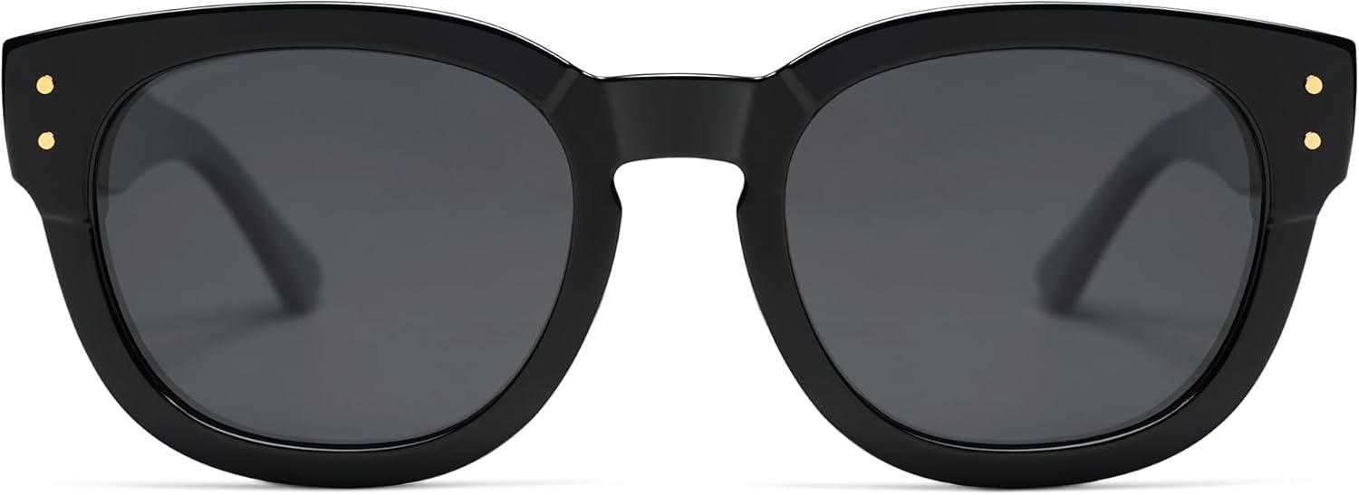 imageSOJOS Retro Round Polarized Sunglasses for Men Women Vintage Classic Thick Womens Square UV400 Shades SJ2321BlackGrey