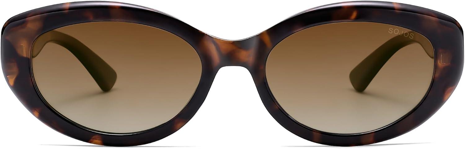 imageSOJOS Trendy Oval Polarized Sunglasses for Women Retro Small Cat Eye Sun Glasses 90s Shades SJ2322Demi