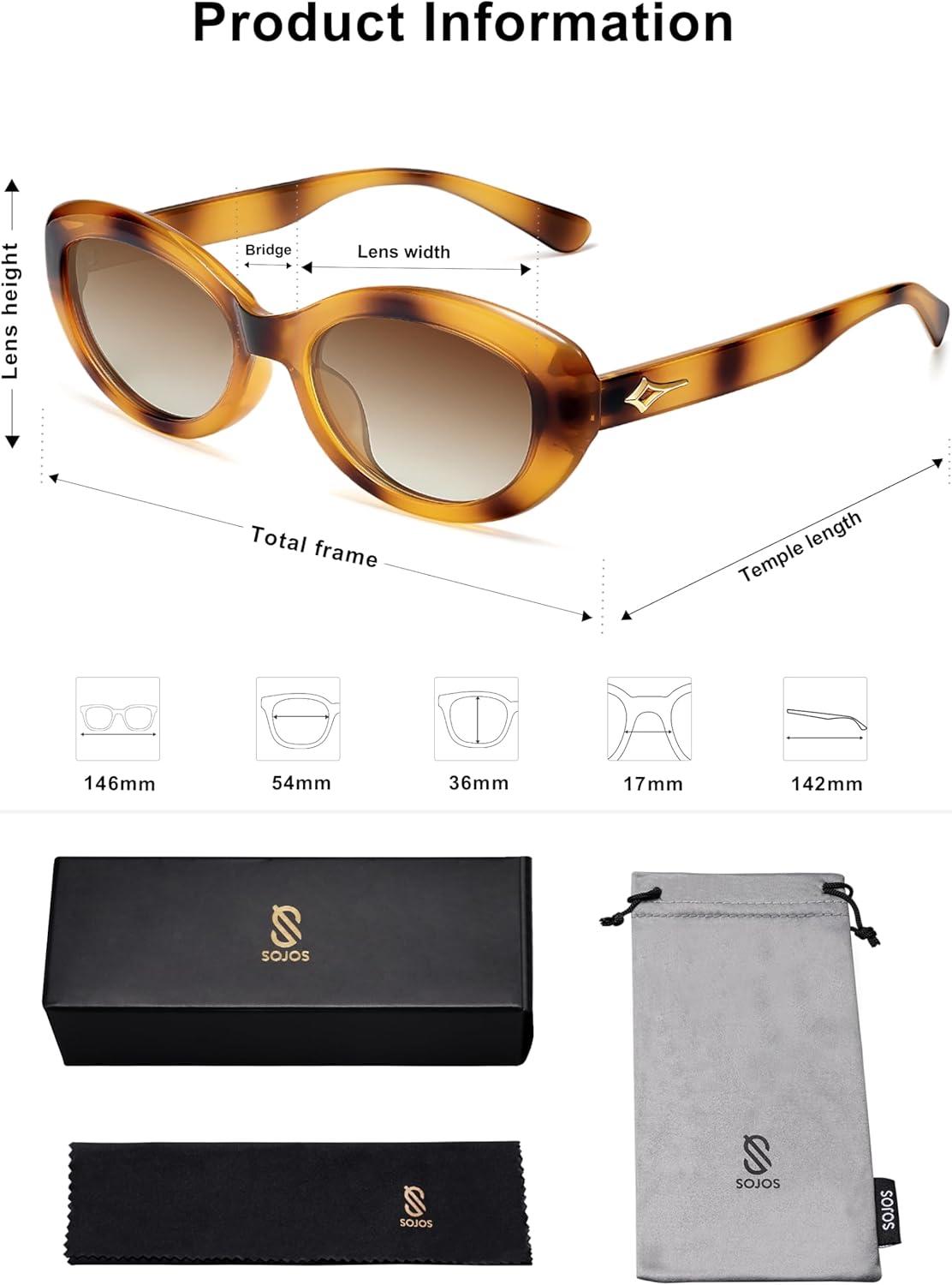 imageSOJOS Trendy Oval Polarized Sunglasses for Women Retro Small Cat Eye Sun Glasses 90s Shades SJ2322Multicolor