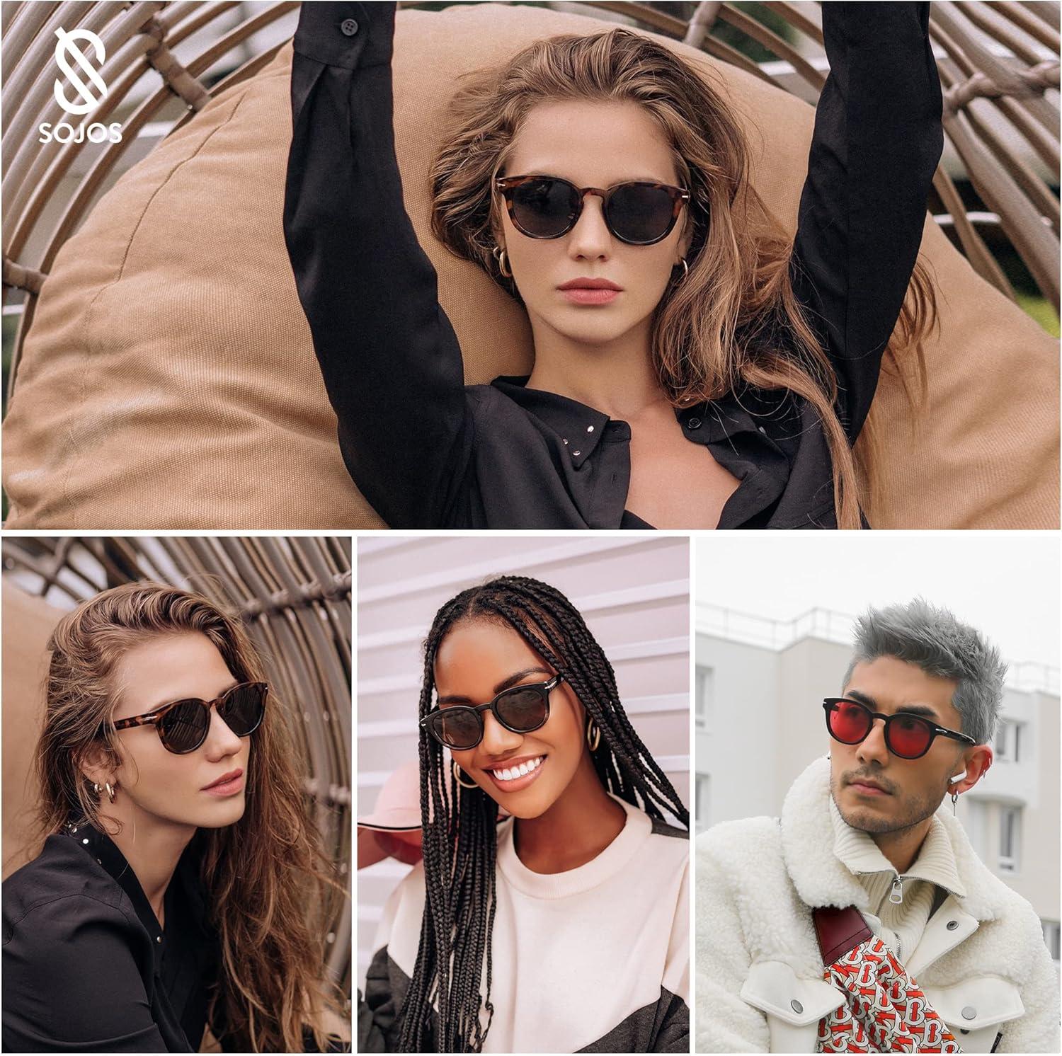 imageSOJOS Vintage Round Polarized Sunglasses for Women Men Retro Small Square UV400 Womens Sun Glasses Shades SJ2188