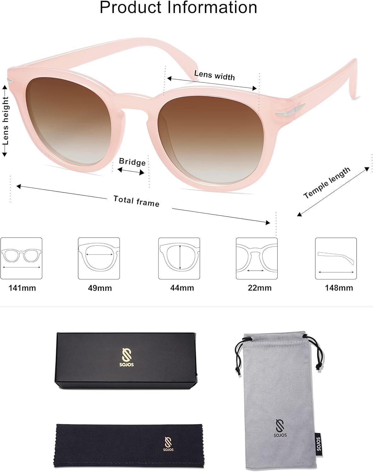 imageSOJOS Vintage Round Polarized Sunglasses for Women Men Retro Small Square UV400 Womens Sun Glasses Shades SJ2188