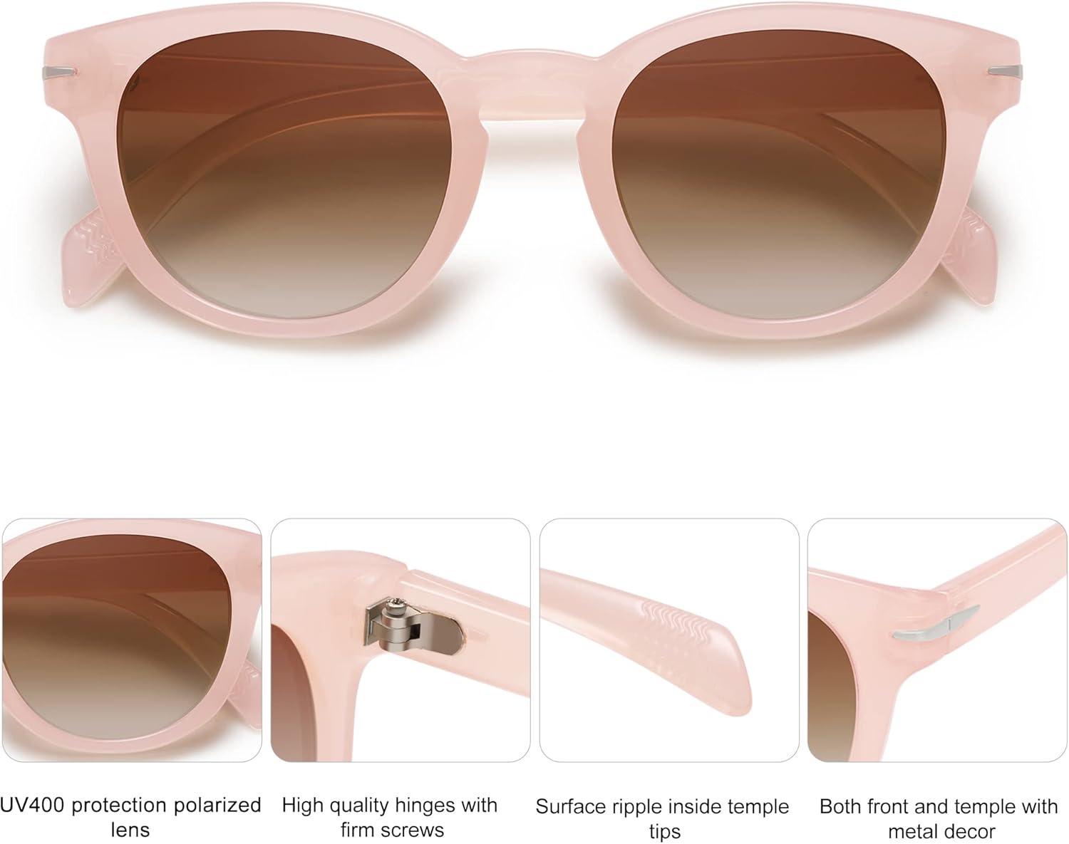imageSOJOS Vintage Round Polarized Sunglasses for Women Men Retro Small Square UV400 Womens Sun Glasses Shades SJ2188