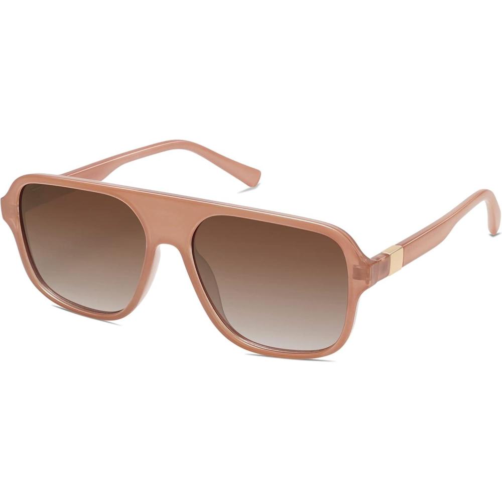 imageSOJOS Retro Aviator Polarized Sunglasses Womens Mens Vintage Square 70s Shades Classic Sun Glasses UV400 SJ2222 with Transparent BrownBrown Lens