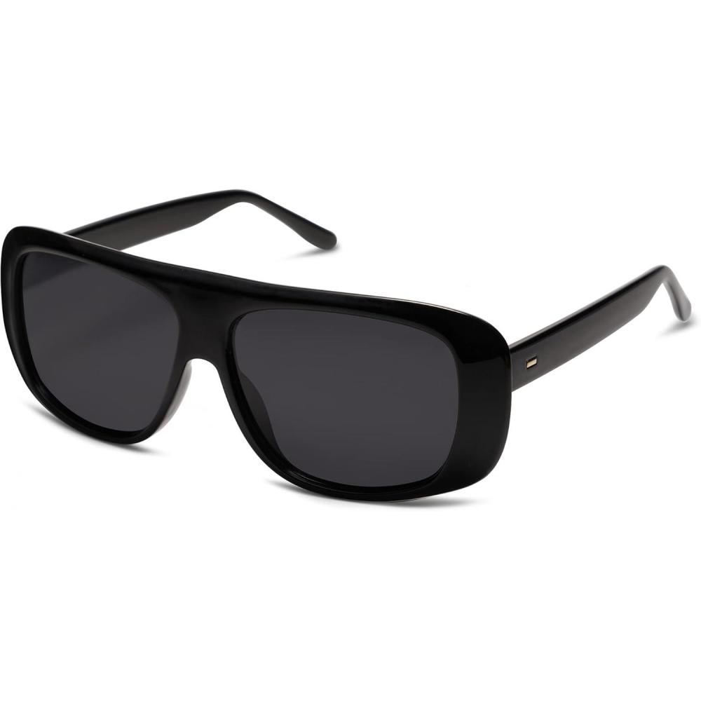 imageSOJOS Retro Oversized Square Polarized Sunglasses Womens Men Vintage Shades Large Sun Glasses Bold Designer Sunnies SJ2243 with BlackGrey Lens