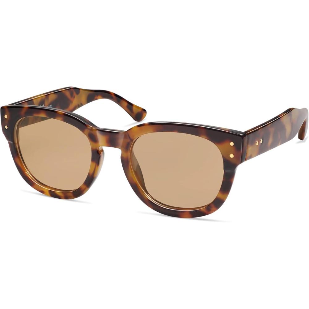 imageSOJOS Retro Round Polarized Sunglasses for Men Women Vintage Classic Thick Womens Square UV400 Shades SJ2321Yellow TortoiseYellow