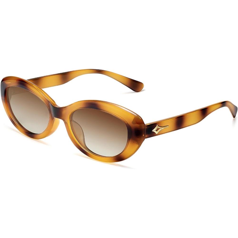 imageSOJOS Trendy Oval Polarized Sunglasses for Women Retro Small Cat Eye Sun Glasses 90s Shades SJ2322Multicolor