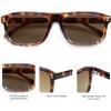 imageSOJOS Retro Rectangle Polarized Sunglasses for Women Men Classic Vintage Sunnies SJ2290 Dark TortoiseBrown