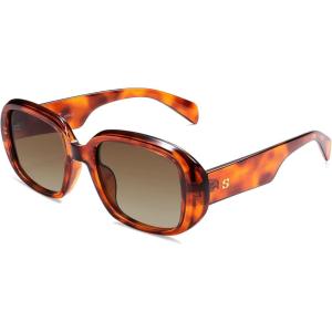 imageSOJOS Retro Oval Polarized Sunglasses for Women Men 90s Vintage UV400 Protection SJ2621Orange Tortoise FrameCoffee Lens