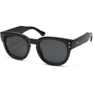 imageSOJOS Retro Round Polarized Sunglasses for Men Women Vintage Classic Thick Womens Square UV400 Shades SJ2321BlackGrey