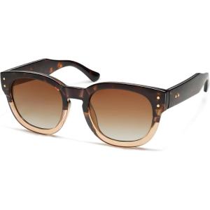 imageSOJOS Retro Round Polarized Sunglasses for Men Women Vintage Classic Thick Womens Square UV400 Shades SJ2321Tortoise Grading BrownBrown Grading
