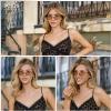 imageSOJOS Retro Oval Sunglasses for Women Men Polarized Trendy Narrow Shades UV400 Womens Mens Sun Glasses SJ1263Matte BlackLight Brown