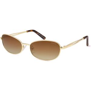 imageSOJOS Retro Oval Sunglasses for Women Men Polarized Trendy Narrow Shades UV400 Womens Mens Sun Glasses SJ1263GoldBrown Grading