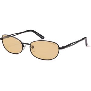 imageSOJOS Retro Oval Sunglasses for Women Men Polarized Trendy Narrow Shades UV400 Womens Mens Sun Glasses SJ1263Matte BlackLight Brown