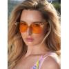 imageSOJOS Oversized Square Acetate Sunglasses for Women with Star Accents UV400 Protection GlowheartOrange
