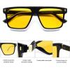 imageSOJOS Sunglasses for Women ampamp Men Square Wide Thick Frame Shades Retro Trendy Fashion UV Protection SJ2373Black gold yellow