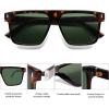 imageSOJOS Sunglasses for Women ampamp Men Square Wide Thick Frame Shades Retro Trendy Fashion UV Protection SJ2373Tortoise silver green