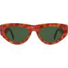 imageSOJOS Trendy Polarized Sunglasses Womens Retro Vintage 90s Cute Cat Eye Sun Glasses SJ2614Red Tortoise Frame Green Lens