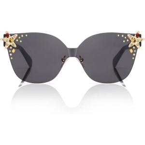 imageSOJOS Oversized Square Acetate Sunglasses for Women with Star Accents UV400 Protection GlowheartBlack