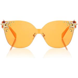 imageSOJOS Oversized Square Acetate Sunglasses for Women with Star Accents UV400 Protection GlowheartOrange