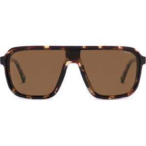 imageSOJOS Polarized Sunglasses for Men Modern Square Sun Glasses TR90 Trendy Shades UV400 Protection SJ2644TortoiseBrown