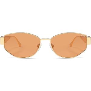 imageSOJOS Polarized Sunglasses for WomenTrendy Hexagonal Sun Glasses Retro Shades UV400 SJ1257GoldOrange