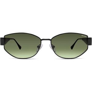 imageSOJOS Polarized Sunglasses for WomenTrendy Hexagonal Sun Glasses Retro Shades UV400 SJ1257Matte BlackGreen