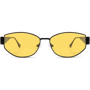 imageSOJOS Polarized Sunglasses for WomenTrendy Hexagonal Sun Glasses Retro Shades UV400 SJ1257Matte BlackYellow