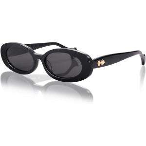 imageSOJOS Retro Oval Polarized Acetate Sunglasses for Women Vintage Designer UV400 Protection VeronicaBlack