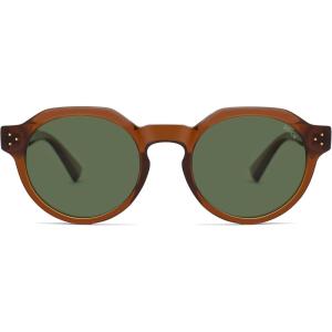 imageSOJOS Retro Polarized Sunglasses for Women MenVintage Round Sun Glasses 90s Shades UV400 Protection SJ2623Transparent BrownGreen