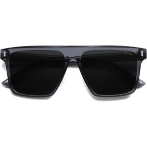 imageSOJOS Sunglasses for Women ampamp Men Square Wide Thick Frame Shades Retro Trendy Fashion UV Protection SJ2373Transparent Grey silver grey