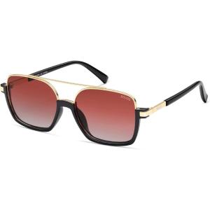 imageSOJOS Trendy Aviator Sunglasses for Women Men Polarized Retro Square Y2K Oversized Sun Glasses SJ2659Black Frame Red Grading Lens