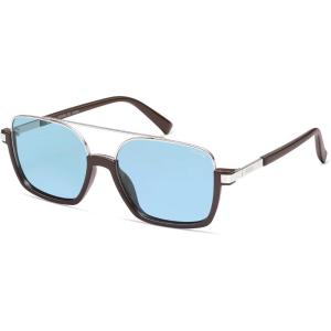 imageSOJOS Trendy Aviator Sunglasses for Women Men Polarized Retro Square Y2K Oversized Sun Glasses SJ2659Brown Frame Blue Lens