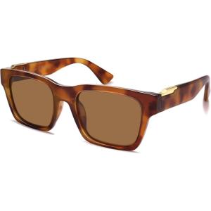 imageSOJOS Trendy Polarized Square Sunglasses for Women MenUV400 Retro Square 70s 80s 90s Shades SJ2622Yellow Demi