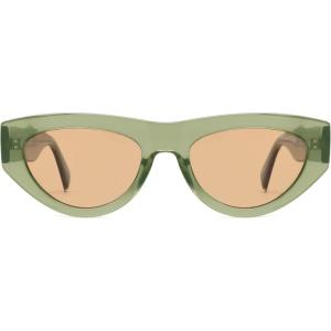 imageSOJOS Trendy Polarized Sunglasses Womens Retro Vintage 90s Cute Cat Eye Sun Glasses SJ2614Green Frame Light Brown Lens