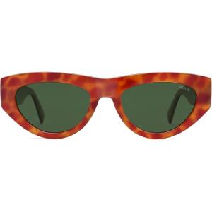 imageSOJOS Trendy Polarized Sunglasses Womens Retro Vintage 90s Cute Cat Eye Sun Glasses SJ2614Red Tortoise Frame Green Lens