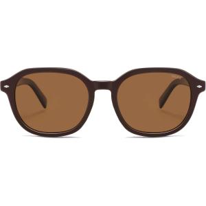 imageSOJOS Trendy Square Polarized Sunglasses for Women Men Retro Vintage UV Protection Womens Mens Sun Glasses SJ2624Dark BrownBrown