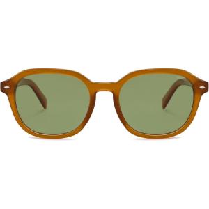 imageSOJOS Trendy Square Polarized Sunglasses for Women Men Retro Vintage UV Protection Womens Mens Sun Glasses SJ2624HoneyyellowLight Green