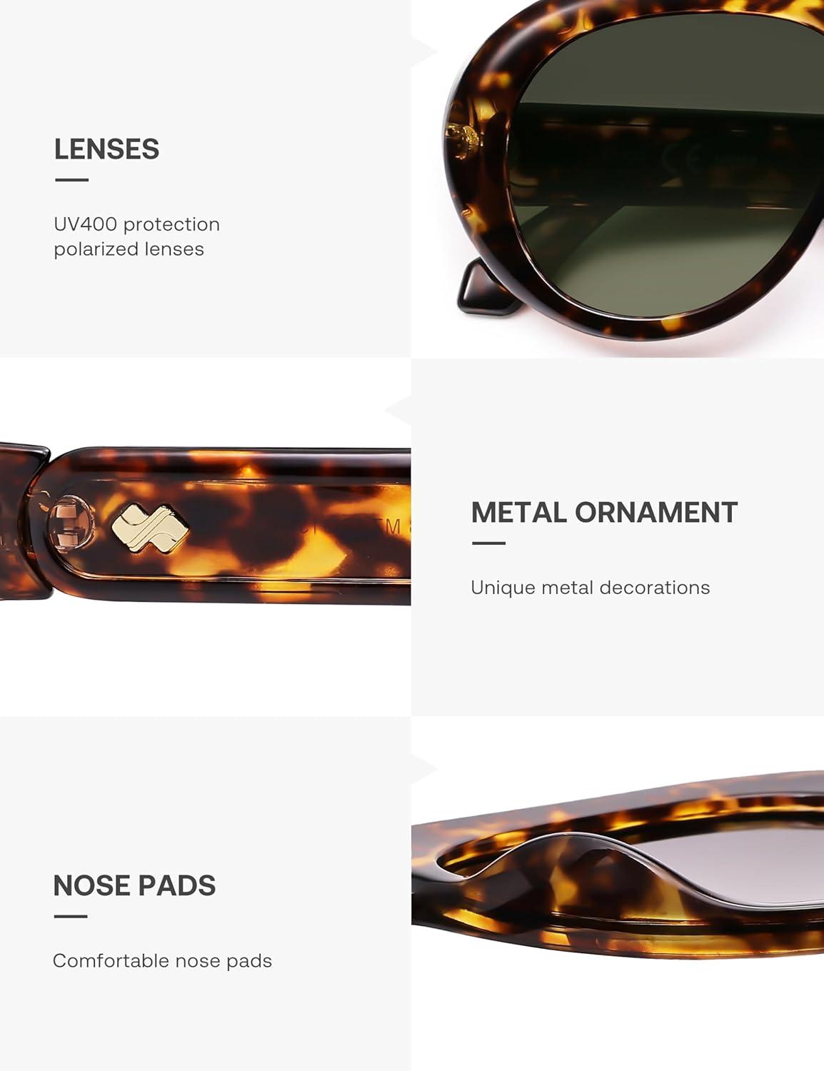 imageSOJOS Trendy Oversized Polarized Aviator Sunglasses Womens Men Retro Vintage 70s Style UV Protection Sun Glasses SJ2390LeopardDark Green Grading