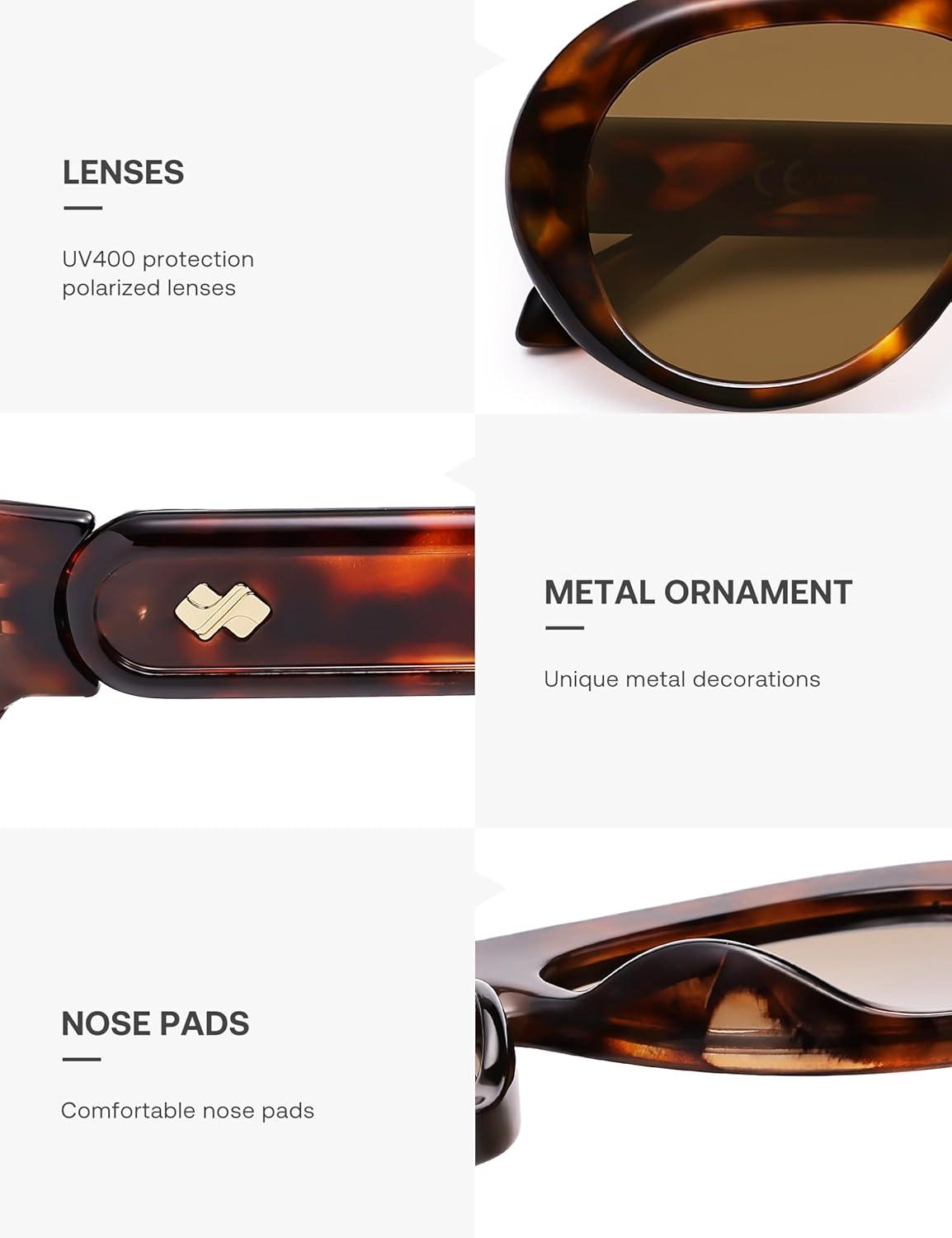 imageSOJOS Trendy Oversized Polarized Aviator Sunglasses Womens Men Retro Vintage 70s Style UV Protection Sun Glasses SJ2390TortoiseRetro Brown