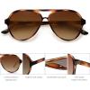 imageSOJOS Classic Polarized Aviator Sunglasses for Women Men Retro Trendy Aviators Shades SJ2201Amber Brown TortoiseBrown