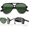 imageSOJOS Classic Polarized Aviator Sunglasses for Women Men Retro Trendy Aviators Shades SJ2201Shiny BlackDark Green
