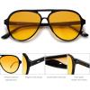 imageSOJOS Classic Polarized Aviator Sunglasses for Women Men Retro Trendy Aviators Shades SJ2201Shiny BlackYellow Tint