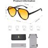 imageSOJOS Classic Polarized Aviator Sunglasses for Women Men Retro Trendy Aviators Shades SJ2201Shiny BlackYellow Tint