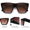 imageSOJOS Fashion Oversized Square Cat Eye Polarized Sunglasses for Women Trendy Cateye Style Womens Sunglasses SJ2179Dark BlackDark Brown Grading