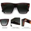 imageSOJOS Fashion Oversized Square Cat Eye Polarized Sunglasses for Women Trendy Cateye Style Womens Sunglasses SJ2179Dark Brown StripeDark Green Grading