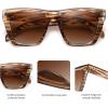 imageSOJOS Fashion Oversized Square Cat Eye Polarized Sunglasses for Women Trendy Cateye Style Womens Sunglasses SJ2179Light Brown StripBrown Grading
