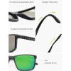 imageSOJOS Polarized Square Sunglasses for Men Lightweight TR90 Frame UV Protection Mens Sun Glasses SJ2645Matte Black PatternGreen Mirrored