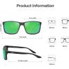 imageSOJOS Polarized Square Sunglasses for Men Lightweight TR90 Frame UV Protection Mens Sun Glasses SJ2645Matte Black PatternGreen Mirrored